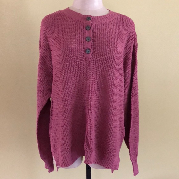 🔥NWT🔥 American Eagle Outfitters Women’s Oversized Henley Sweater - Picture 2 of 8